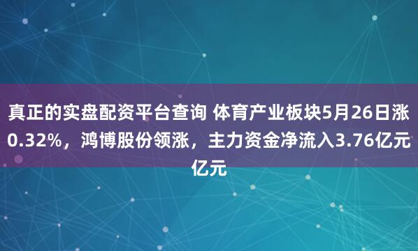 真正的实盘配资平台查询 体育产业板块5月26日涨0.32%，鸿博股份领涨，主力资金净流入3.76亿元