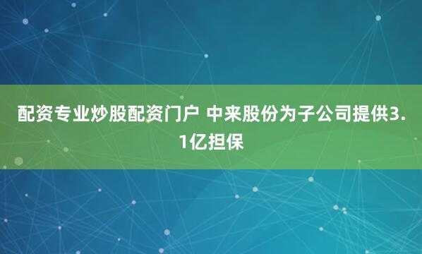 配资专业炒股配资门户 中来股份为子公司提供3.1亿担保