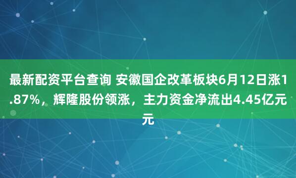 最新配资平台查询 安徽国企改革板块6月12日涨1.87%，辉隆股份领涨，主力资金净流出4.45亿元