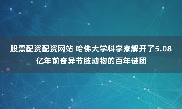 股票配资配资网站 哈佛大学科学家解开了5.08亿年前奇异节肢动物的百年谜团
